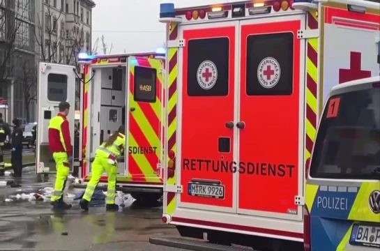 The Car Crashed Into A Crowd Of People, 15 People Were Injured. Munich, Germany